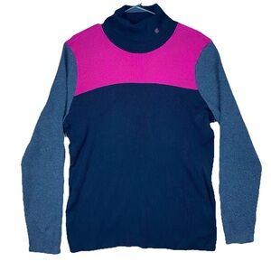 Lauren Ralph Lauren Woman 3X Colorblock Turtleneck Sweater Pink Gray Black